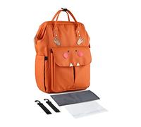 SONARIN Élégant Grande Capacité Sacs à Dos à Langer pour Bébé,Sacs à Langer Multifonction Imperméable Sac à Couches de Voyage avec Matelas à Langer & Crochets de Poussette(Orange)