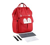 SONARIN Élégant Grande Capacité Sacs à Dos à Langer pour Bébé,Sacs à Langer Multifonction Imperméable Sac à Couches de Voyage avec Matelas à Langer & Crochets de Poussette(Rouge)