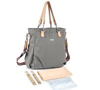 SONARIN Élégant Imperméable Sac à Langer pour Bébé Fourre-tout,Grande Capacité Sac à Langer Bandoulière Bébé Sac de Maternité Sac à Couches de Voyage avec Matelas à Langer & Crochets(Gris)
