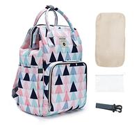 SONARIN Élégant Multifonctionnel Sacs à Dos à Langer pour Bébé,Grande Capacité Sacs à Langer Imperméable Sac à Couches de Voyage Portable avec Matelas à Langer & Crochets de Poussette(Triangle)