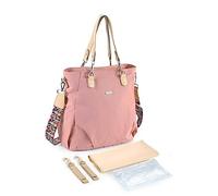 SONARIN Élégant Sac à Langer Imperméable, Grande Capacité, Bandoulière pour Bébé, Maternité et Voyage avec Matelas à Langer & Crochets (Rose)