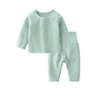 SONARIN Ensemble de sous-Vêtements Thermiques pour Enfants,Ensemble de Pyjama Bébé Garçon Filles Hauts et Bas Hiver Chaud Vêtements de Nuit Manches Longues Taille Haute pour 0-24 Mois(Vert)