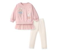 SONARIN Ensemble Filles Manches Longues,2 Pièces Robe de Sweat-Shirt & Leggings Pantalons Set,Ensemble de Vêtements à Imprimé Mignon pour Petite Fille 3 Ans