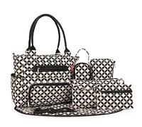 SONARIN Ensemble Sac à Langer Multifonction pour Bébé - Bandoulière, Fourre-tout, Maternité, Voyage avec Matelas à Langer & Crochets de Poussette (Noir & Blanc)