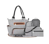 SONARIN Ensemble Sac à Langer pour Bébé, Sac à Maternité Multifonction avec Matelas à Langer & Crochets de Poussette (Noir)