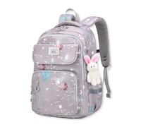 SONARIN Imperméable Sac d'École Primaire pour Filles,Sac à Dos pour Enfants Léger Sac à Dos Scolaire Primaire Mignon Sac à Dos pour l'École Filles Sac d'École Sac de Livre(Gris)