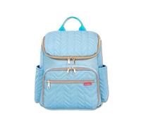 SONARIN Léger Spacieux Sac à Dos à Langer Bébé,Multifonctionnel Imperméable Sac à Langer avec Matelas à Changer,Sacs de Maternité Sacs à Couches avec 2 Poches Isolées(Bleu+Or)