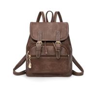 SONARIN Mini Sac à Dos Femme,Mode PU Sacs à Loisir Sacs d'École Cartable Filles,Léger Antivol Sac à Dos Dames pour Voyage Travail Collège(Café)