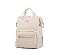 SONARIN Mode PU Sac à Dos à Langer Bébé,Multifonctionnel Imperméable Sac à Langer avec Poches Isolées,Portables Sacs de Maternité Sacs à Couches avec Crochets de Poussette(Beige)