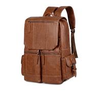 SONARIN Mode PU Sac à Dos Homme,Grande Capacité Imperméable Sac à Dos Ordinateur Portable Sacs de Voyage Sacs à Loisir pour Travail École Collège(Marron)