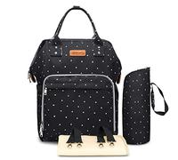 SONARIN Multifonction Sac à Dos à Langer pour Bébé,matelas à langer,Imperméable, Grande Capacité,Sac à Couches, Organisateur de Sac à Dos de Voyage,Élégant et Résistant,Idéal Cadeau(Noir & Point)