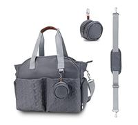 SONARIN Multifonctionnel Élégant Sac à Langer pour Bébé Fourre-tout,Grande Capacité Imperméable Sac Bandoulière à Langer Sac de Maternité Sac à Couches de Voyage avec Sac à Tétine(Gris Foncé)
