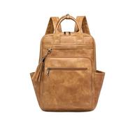 SONARIN Multifonctionnel Mode Sac à Dos Femme,Vintage PU Dames Sac à Dos Ordinateur Portable 15,6 Pouces,Grande Capacité Sacs à Loisir pour École Travail Voyage(Marron Clair)