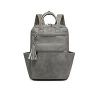 SONARIN Multifonctionnel Mode Sac à Dos Femme,Vintage PU Dames Sac à Dos Ordinateur Portable 15,6 Pouces,Grande Capacité Sacs à Loisir pour École Travail Voyage(Gris)