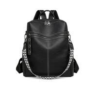 SONARIN Polyvalent Mode Sac à Dos Femme,Vintage PU Sac à Dos Loisir pour Dames Sacs d'École Cartable Filles,Sacs à Bandoulière Convertible pour Collège Travail Voyage(Noir)