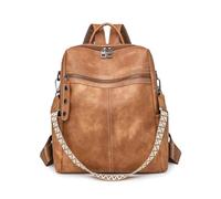 SONARIN Polyvalent Mode Sac à Dos Femme,Vintage PU Sac à Dos Loisir pour Dames Sacs d'École Cartable Filles,Sacs à Bandoulière Convertible pour Collège Travail Voyage(Marron Clair)