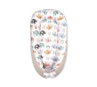 SONARIN Portable Reducteur de Lit Bébé,Nid Bébé Cocoon Nouveau-né Doux Respirant,Couffin de Voyage Nourrisson avec 100% Coton Housse Réversible Lavable,88 x 53 cm(Éléphant Coloré)