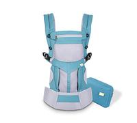 SONARIN Porte-bébé Respirant Premium,avec sac de rangement,Capot Écran solaire, Ergonomique,pour Nouveau-né à tout-petit (0-48 mois),charge maximale 20 kg,Support de tête(Bleu)