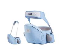 SONARIN Porte-bébé Siège de Hanche,Ergonomique Porte bébé Ventral Tabouret de Taille avec Ceinture de Sécurité & Bandoulière Simple Pur Coton Multi Positions pour Nouveau-né Tout-Petit(Bleu)