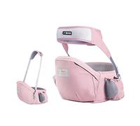 SONARIN Porte-bébé Siège de Hanche,Ergonomique Porte bébé Ventral Tabouret de Taille avec Ceinture de Sécurité & Bandoulière Simple Pur Coton Multi Positions pour Nouveau-né Tout-Petit(Rose)