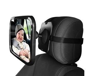 SONARIN Qualité supérieure Miroir de Voiture Pour Bébé Rétroviseur,s'adapte à tout appuie-tête réglable,vue dégagée de l'enfant dans le siège d'auto orienté vers l'arrière,rotation à 360 °(Noir)