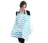 SONARIN Rayure Couvertures d'allaitement de Qualité Supérieure,4 en 1 Multifonction,avec Sac de Rangement,écharpe d'allaitement,Respirant et Léger(Bleu)