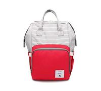 SONARIN Rayure Multifonction Sac à Dos à Langer Bébé étanche,Sac à Couches, Organisateur de Sac à Dos de Voyage Avec Des Sacs Isolés par Bouteille,Grande Capacité, Élégant,Idéal Cadeau(Rouge)