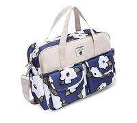 SONARIN Sac à Langer Grande Capacité pour Bébé - Sac de Maternité Multifonction avec Bretelles & Matelas à Langer (Fleurs Blanches)