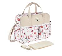 SONARIN Sac à Langer Multifonctionnel Grande Capacité, Imperméable avec Bandoulière et Matelas à Langer, Sac de Maternité et de Voyage (Beige-Rose)