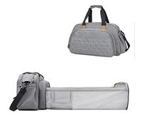 SONARIN Sac à Langer pour Bébé avec Lit Pliable,Sac à Langer Bandoulière Bébé Imperméable Grande Capacité Fourre-tout Sac de Maternité Sac à Couches de Voyage avec Matelas à Langer(Gris)