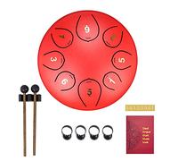 SONARIN Tambour de Langue en Acier Tongue Drum 8 Notes 6 Pouces,Tambour Handpan Steel Tongue Drum Instrument à Percussion avec 2 Baguettes,Sac de Transport,Livre de Musique,4 Médiators(Rouge)