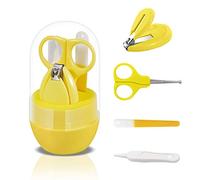 SONARIN Transparent Kit Coupe-Ongles Bébé,kit de toilettage pour bébé 4 en 1,avec coupe-ongles,ciseaux,lime à ongles et pince à Épiler,Kit Soins des Ongles Bébés et Jeunes Enfants(Jaune)