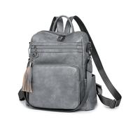 SONARIN Vintage Mode Sac à Dos Femme,Grande Capacité PU Sac à Dos Loisir pour Dame Sacs d'École Cartable Filles,Sacs à Bandoulière Convertible pour Voyage Travail Collège(Gris)