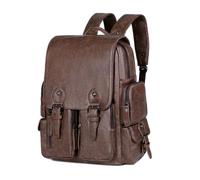 SONARIN Vintage PU Sac à Dos Homme,Mode Imperméable Sac à Dos Ordinateur Portable 15,6 Pouces Sacs de Voyage,Grande Capacité Sacs à Loisir pour Travail École Collège(Café)