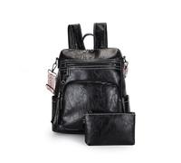 SONARIN Vintage Sac à Main à Dos Femme,Antivol PU Sac à Dos Femme Mode avec Sac à Main Sac à Dos Loisir Sac d'École Sac de Voyage Sac à Bandoulière Convertible(Noir)