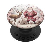 Sonate de neige en fleurs de cerisier Père Noël, renne, cochon de Noël PopSockets PopGrip Interchangeable