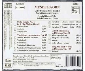 Sonates Pour Violoncelle Et Piano Nos. 1 & 2, Var. Conc. Kliegel, Violoncelle & Merscher, Piano