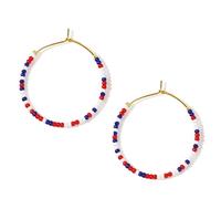 Sonatomber Grandes boucles d'oreilles créoles dorées faites à la main avec perles de rocaille de style bohème pour femme, hypoallergéniques, pour vacances, bal de fin d'année, cadeau, 1.2 inches