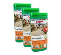 SONAX 3 x 25 Lingettes Entretien 04123000 Cuir Boîte