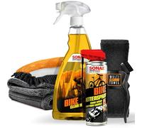 Sonax Bike Cleaner Kit de nettoyage pour vélo 1 l + spray de chaîne + brosse à chaîne + gant de lavage + chiffon sec | Kit d'entretien pour vélo électrique, VTT, vélo de route