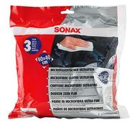 SONAX Chiffons Microfibre ultrafin (3 pièces) enlèvent Facilement et en Douceur Les résidus de Produits d’Entretien sur Les peintures | Réf: 04507000