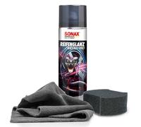 Sonax Kit d'entretien des pneus de voiture | Sonax Special Edition 500 ml + tampon applicateur + chiffon microfibre | Spray brillant pour l'entretien et le rafraîchissement des pneus