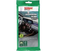 SONAX Lingettes pour cockpit (10 pièces) pour nettoyer et entretenir plastiques, vinyles, bois et caoutchouc | Réf: 04158000
