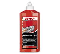 SONAX Polish+Wax Color – moyennement abrasif, cire de Carnauba, pigments rouges – 500 ml