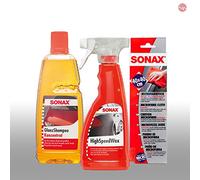 SONAX Shampoing lustrant concentré 1 l de cire d'entretien pour vernis 500 ml Chiffon en microfibre pour l'extérieur