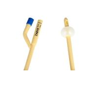 Sonde de Foley à deux voies avec valve en caoutchouc CH 24 (latex recouvert de silicone), stérile, sans phtalates, ballonnet de 5 à 10 ml
