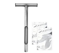 Sonde de sol de 30,5 cm avec 2 sacs, sonde d'échantillonnage de sol en acier inoxydable, poignée en T, sonde de test de sol pour l'entretien des plantes, pelouse, jardin, ferme