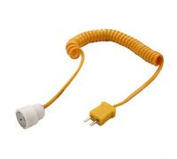 Sonde de température de roulement à thermocouple circulaire série K avec fil à ressort extensible pour la surveillance de la sécurité des machines d'usine jusqu'à 185 °C, tête de capteur jaune