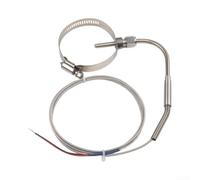 Sonde de thermocouple à angle droit de type K 80 x 5 mm avec 1 m pour câble en acier inoxydable tressé pour capteur EGT de -150 à 1 248,9 °C Argenté