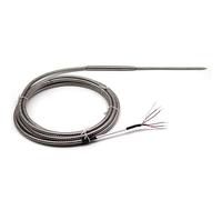 Sonde Pt100 à piquer droite avec câble PFA/PFA sous flexible inox - SAPD51501FL3 - Longueur utile 150 mm - Inox 316 L - Classe A 3 fils - Câble 3 m - -50/+250 °C - PROSENSOR